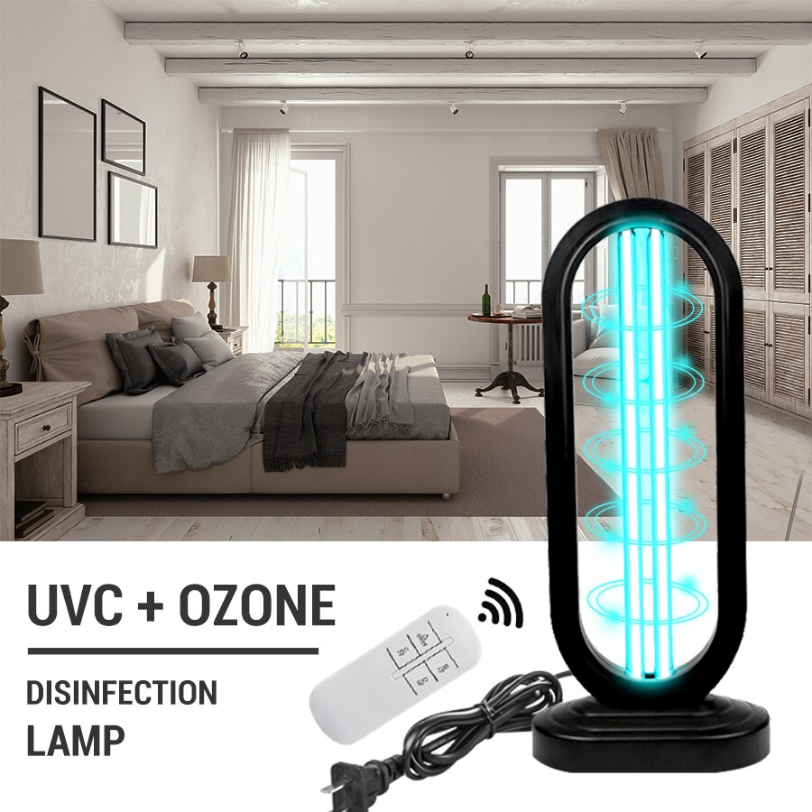UVC Lamp Disinfection Germicidal Light 36W Fridge Deodorizer Air Sanitizer Purifier Odor Eliminators for Rooms Cabinets Wardrobe: UVC Lamp Black / US Plug 110V