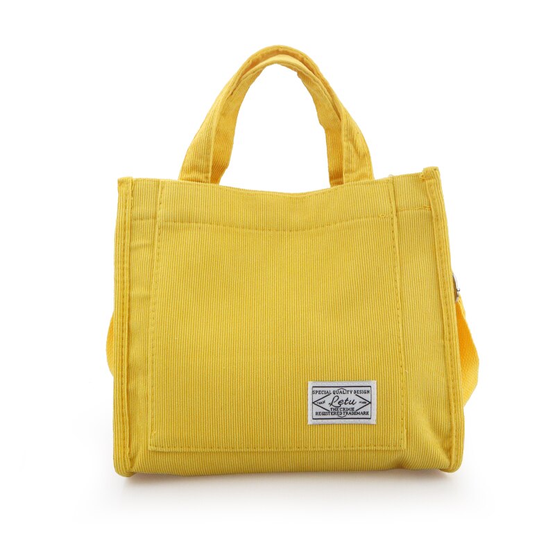 Borsa a tracolla Tote da donna Casual in velluto a coste borse a tracolla in tela di arte retrò per donna 2021 borse con cerniera in cotone Designer di lusso: Yellow / 30x25x10cm