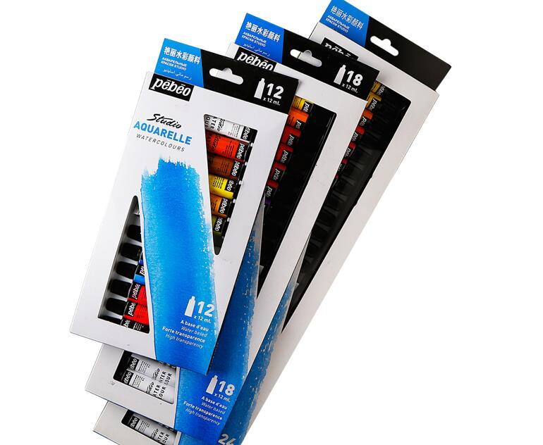Pebeo studio aquarelle akvareller akvarel maling sæt 12ml rør 12 farver 18 farver 24 farver