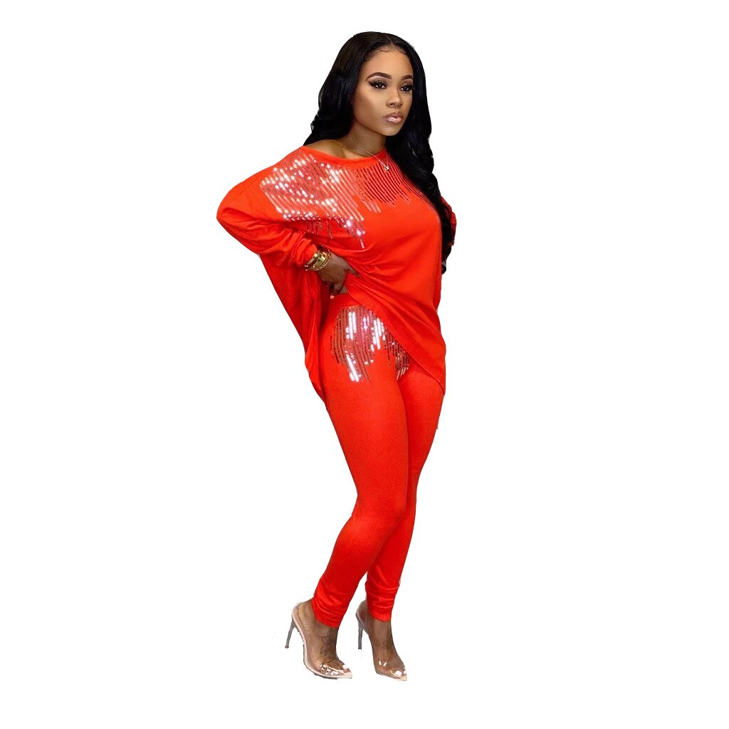 Dashiki Traditional African Clothing Two Piece Set Women Africaine Print Bodycon Dress+Pants African Clothes: Red / XL