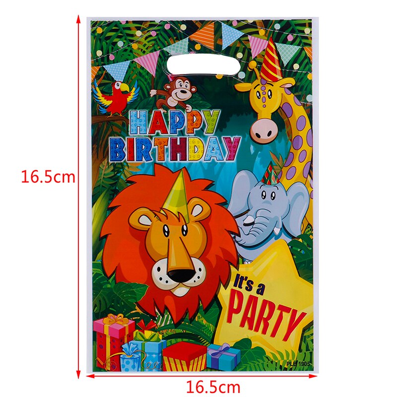 10pcs Safari Animals Bags Plastic Loot Bags Candy Bag Kids Birthday Decor