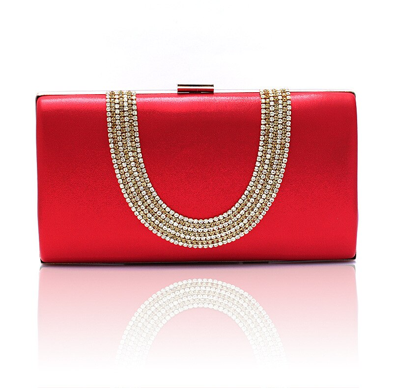 Vrouwen Avondtasje Luxe Zwart/Zilver Wedding Party Bag Diamond Rhinestone Koppelingen Crystal Bling Gold Clutch Bag PuWY139: Red