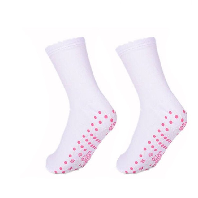 Chaussette magnétique Tourmaline auto-chauffante, 1 paire, chaussettes de thérapie aimantée unisexes, chaussettes de soins de santé chaudes d&#39;hiver pour l&#39;extérieur: White