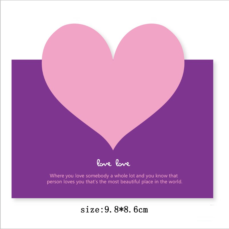 100pcs/pack Big love color card greeting card Valentine's day wedding invitation card heart cardchrismas: G