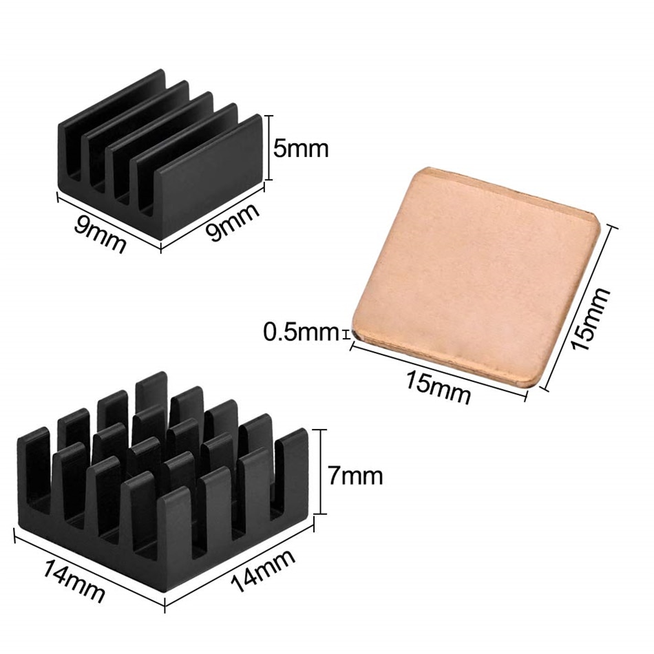 25Stck Aluminium Himbeere Pi Kühlkörper + 5Stck Kupfer Pad Distanzscheiben Kühler für Himbeere Pi 3 B + Pi 3 B ich 2 Pi Modell B + Kühlung