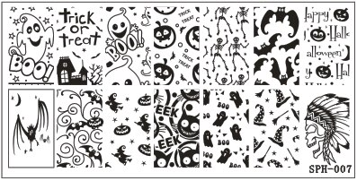 Placas de estampado para manicura, estampador con patrón de Navidad y Halloween, imágenes de uñas, plantilla de manicura, herramientas de arte de uñas: SPH007