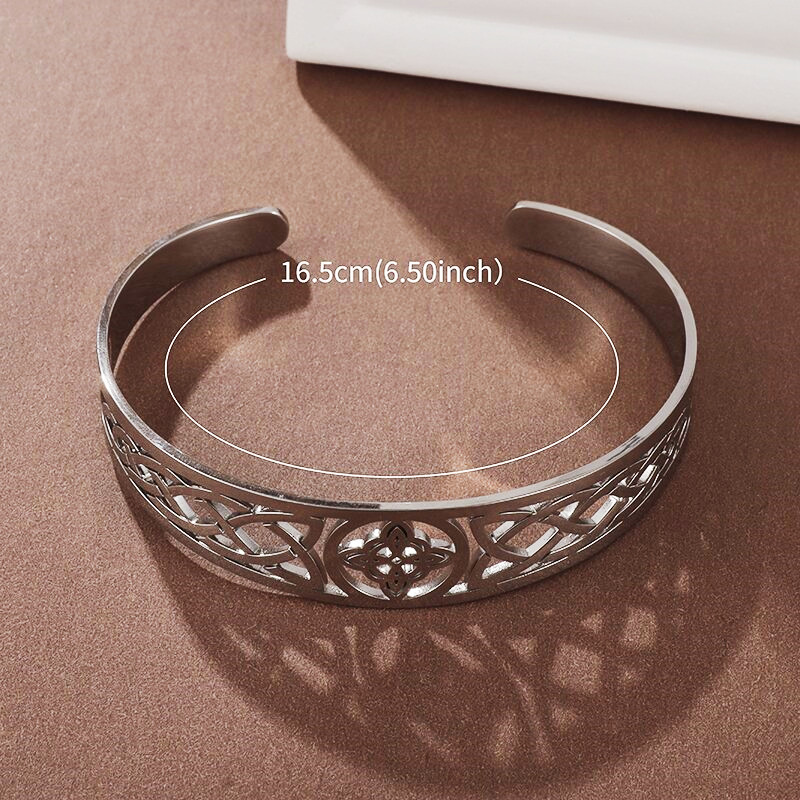 Pulsera con nudo de bruja, brazalete abierto ajustable de acero inoxidable, amuleto de brujería celta, joyería para hombres y mujeres, de cumpleaños