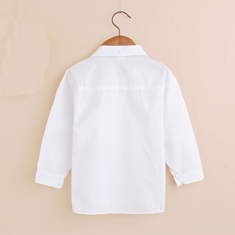 Chemise blanche en coton pour garçons et adolescents, haut droit à col rabattu, vêtements pour enfants