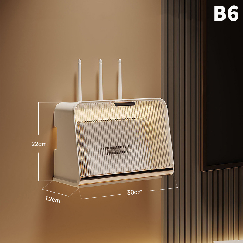 Router Storage Box Shelf Wall Mounted Wifi Organizer Box Punch-Free Socket Box Set-Top Box Organizer Box Living Room Storage: Clear