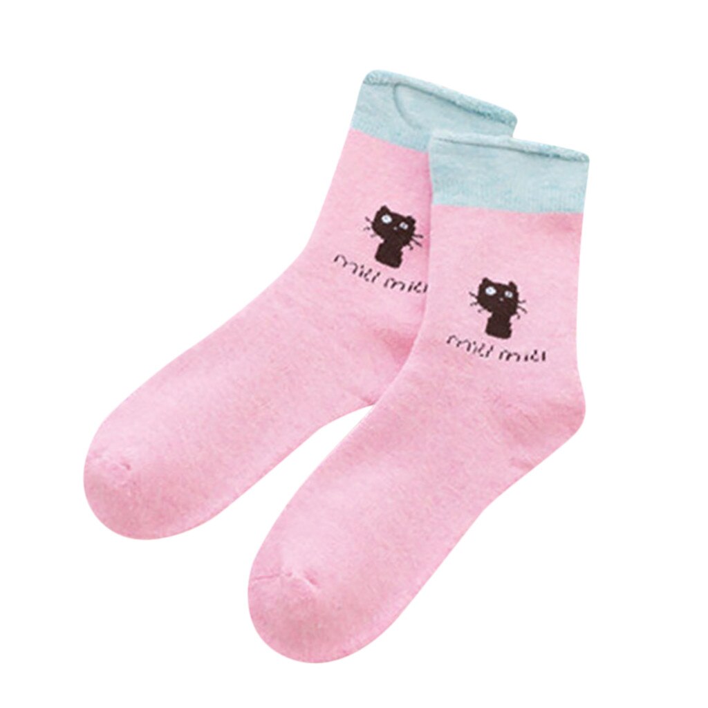 Womens Super Soft Warm Cozy Kitty Fuzzy Fleece-lined With Grips Slipper Autumn Winter Female Girls Street Socks#P2