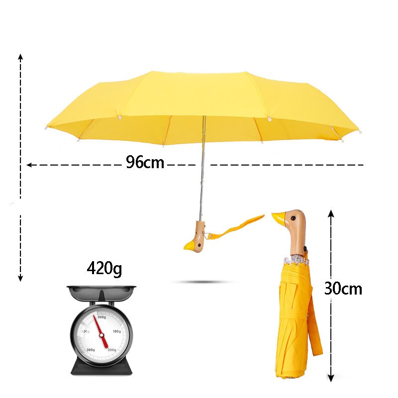 Cute Duck Head Umbrella Rain Women Automatic Windproof Sun Umbrella Men Three Fold Waterproof Travel Umbrella Parasol