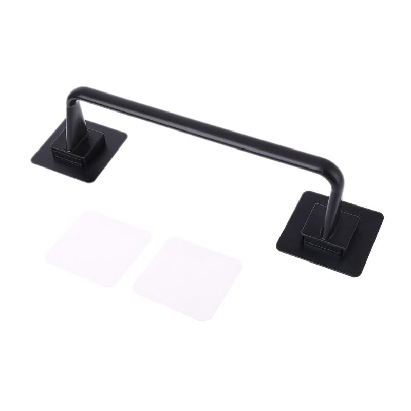 Self Adhesive Wall Mounted Bathroom Towel Bar Shelf Rack Holder Toilet Roll Paper Hanging Hanger: small size black