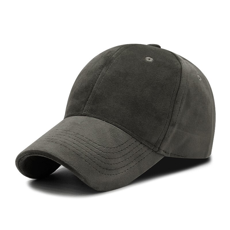Solid fløjl baseball kasket sort mærke kasketter herre snapback hatte justerbar knogle kvinder udendørs sport golf hat: Mørkegrå