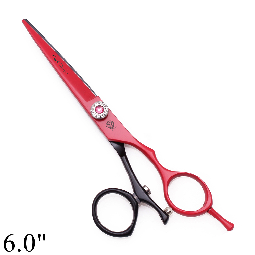 Tijeras profesionales de peluquería 5,5 "6" dragón púrpura JP 440C tijeras de corte de pelo de pulgar giratorio tijeras de adelgazamiento de peluquero Z9019: Rojo