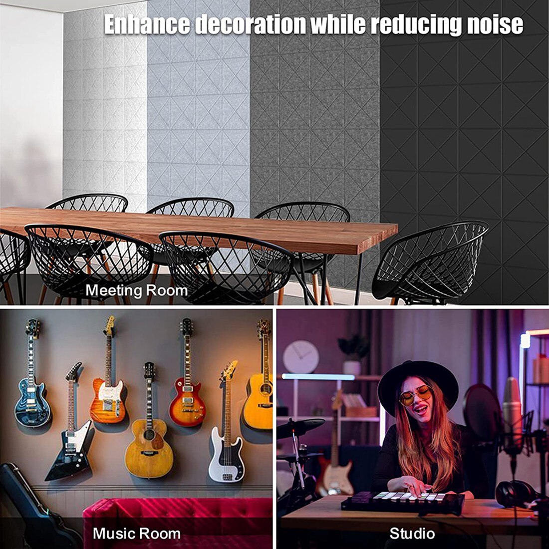 12 Pack Self Adhesive Acoustic Panels,Acoustic Foam Panels,Acoustic Wall Insulation Panels,Fire Resistant Acoustic Tile