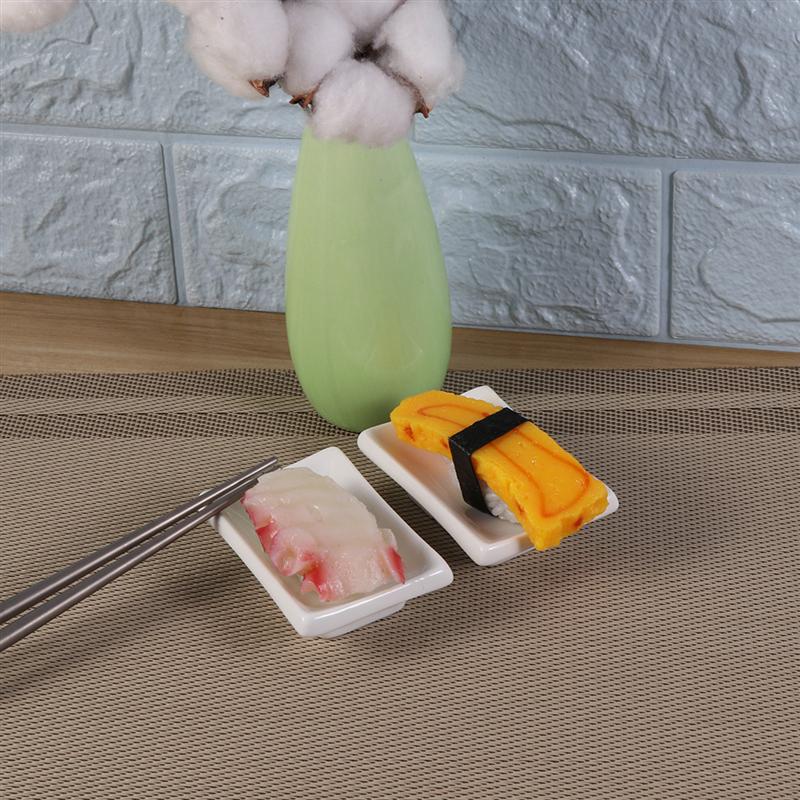 4PCS 3inch Ceramic Sauce Dishes Rectangular Sauce Fruit Dessert Plates Food Dipping Bowls Appetizer Plates