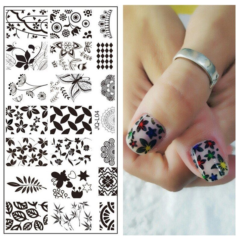 12 x 6cm rustfrit stål skønhed blonder billede nail art gør det selv billede printer manicure stencils negle stempling plader skabeloner