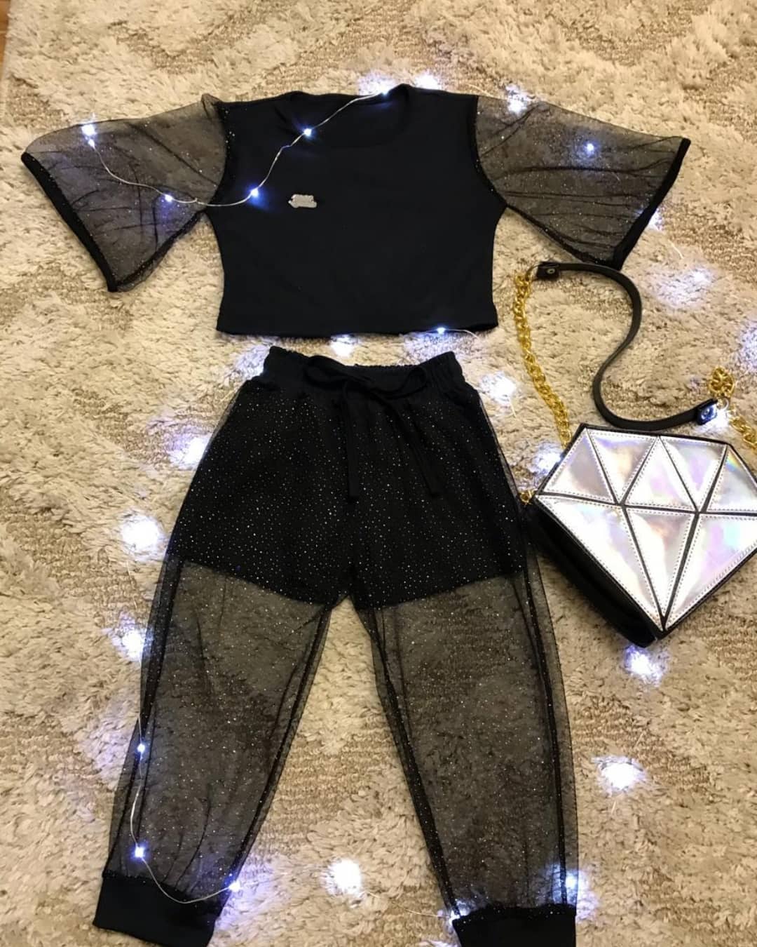 Toddler Baby Girl Kid Clothes Sets 1-5Y Lace Shining Short Sleeve Tops Pants Sets Formal Party Clothes: Black / 24M