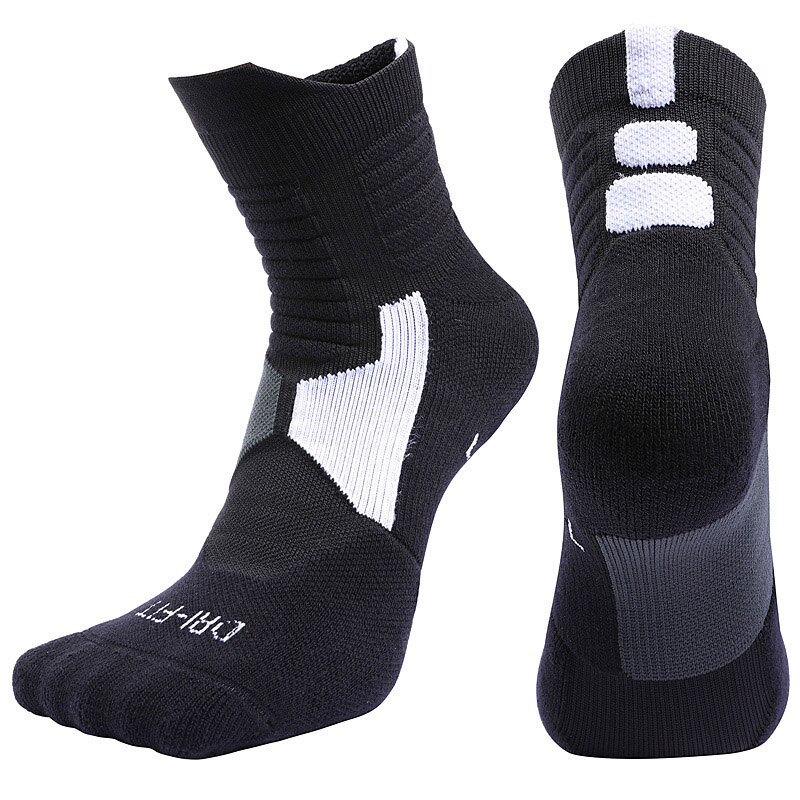 SALSPOR Basketball Elite Middle Tube Socks winter Thick Sports Socks Non-slip Durable Skateboard Towels Stocking: Black / L