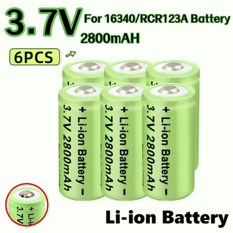 20 st. 2800 mah uppladdningsbara batterier, 3.7v litiumjonbatterier , 16340 rcr-batterier  cr123a 123 icr-batterier för led-ficklampa för resor: Beige