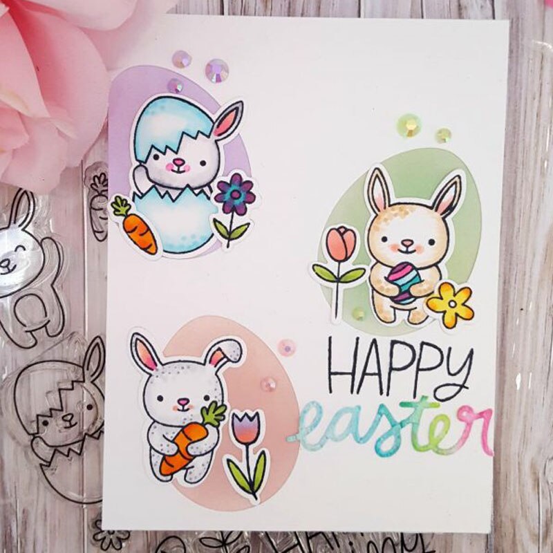 Sellos de silicona transparente para niños y niñas, bonitos animales mezclados, pastel de feliz cumpleaños, abeja, Ángel, unicornio, sello transparente, fabricación de tarjetas artesanales