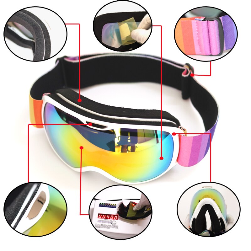 Gafas de esquí de doble lente para niños, lentes protectoras antiniebla UV400 para deportes al aire libre, esquí, Snowboard y nieve