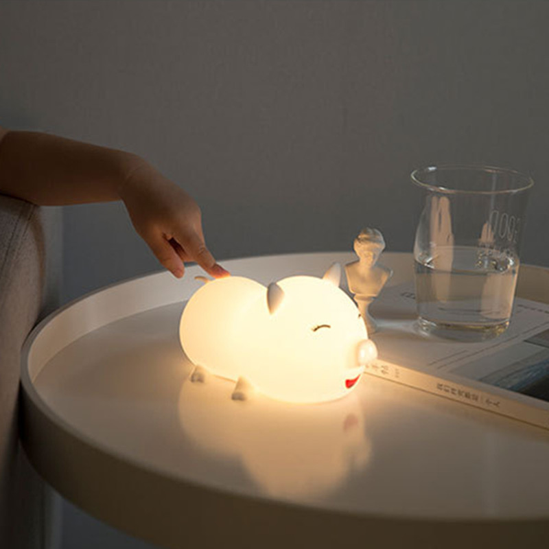berühren Sensor Bunte Schwein LED Nachtlicht Karikatur Silikon Schreibtisch Tisch Lampe USB Schlafzimmer Nacht Lampe für freundlicher freundlicher Baby