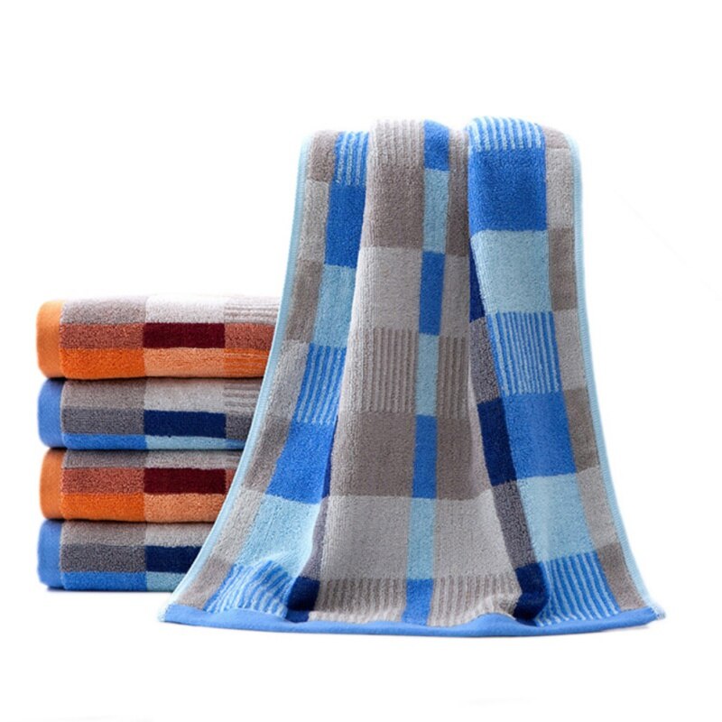 35 * 73cm Checkered Soft Cotton Towel Bath Beach Bathroom Hand Hair Terry Towel Bathroom Textile House Cleaning Towel