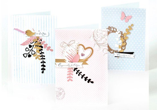 Eno Greeting Paper 3D Card Kit Wedding Valentine DIY Complete Scrapbooking Card Kit 3 blank Cards with Envelopes: SKF037