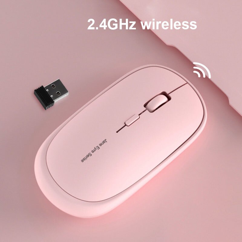 Oplaadbare bluetooth-muis, draadloze muis voor ipad, mac, windows, android, 1600 dpi, stille muis, draadloos, drie modi voor kantoor: Roze 2.4g draadloos