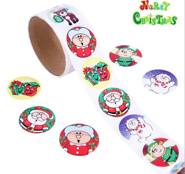 One Roll Adhesive Tape With 100pcs variety styles Stickers For Children Cute School Stationery Stickers: Chocolate Color