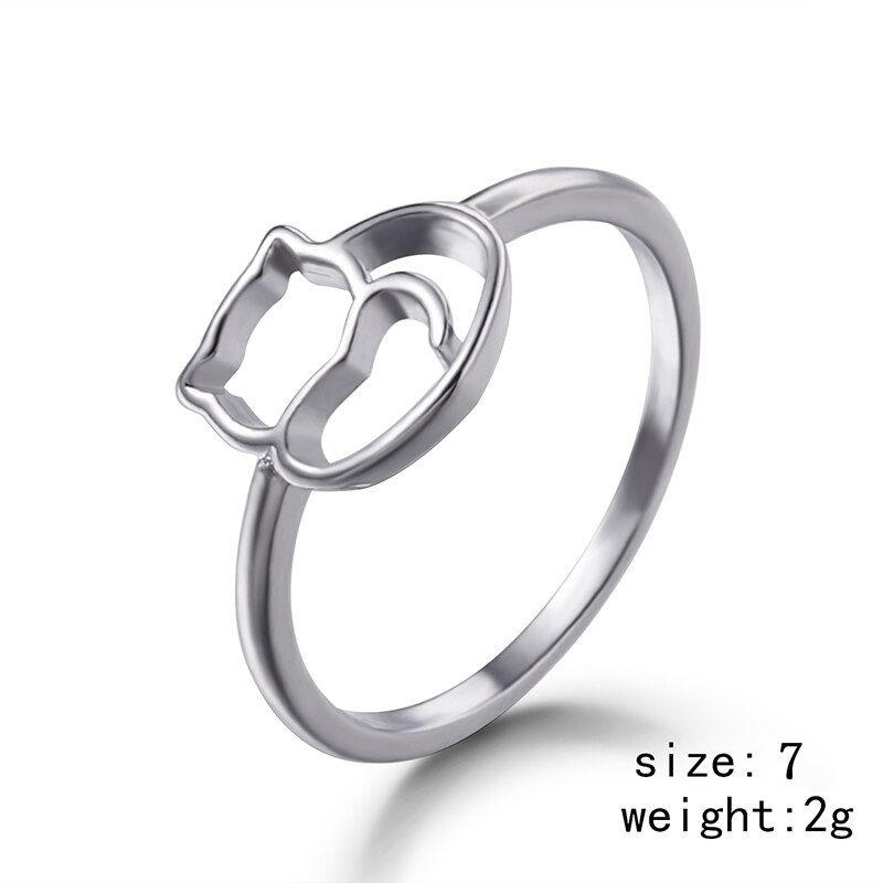 Rinhoo cat ring matt kattunge katt wrap ring öppen manschett djur finger ring för ung flicka kvinnor justerbar ring: Ri17 y 072 m 0