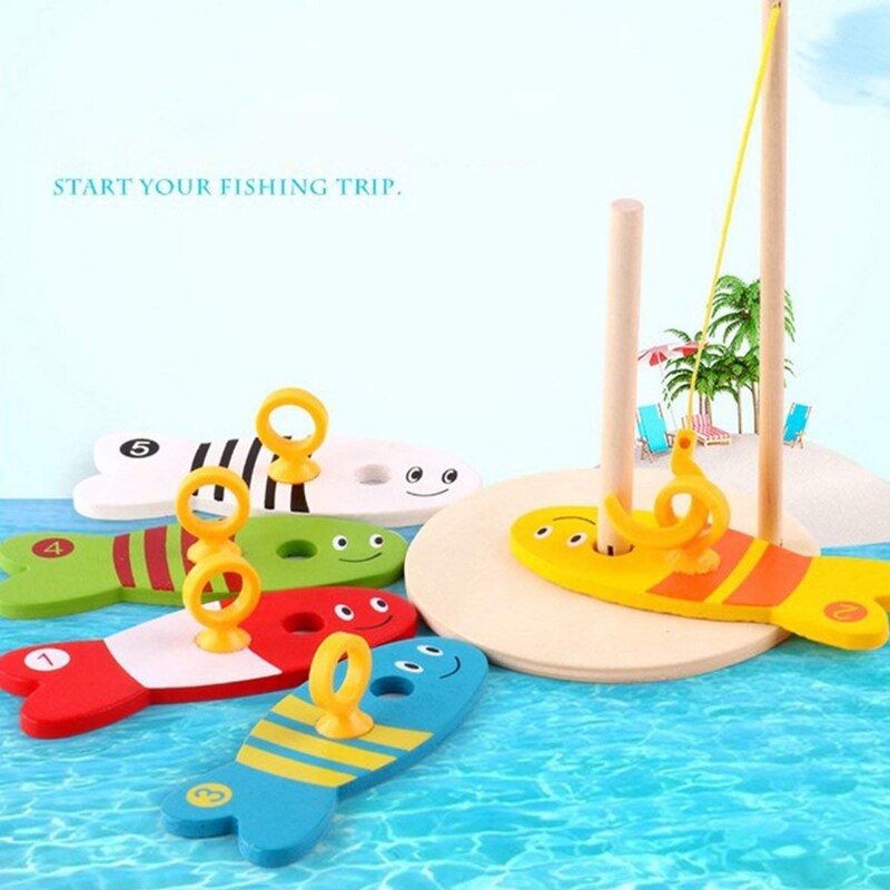 Baby Toys Children's Wooden Digital Fishing Set Column Game Kindergarten Baby Early Education Interactive Toys Kids