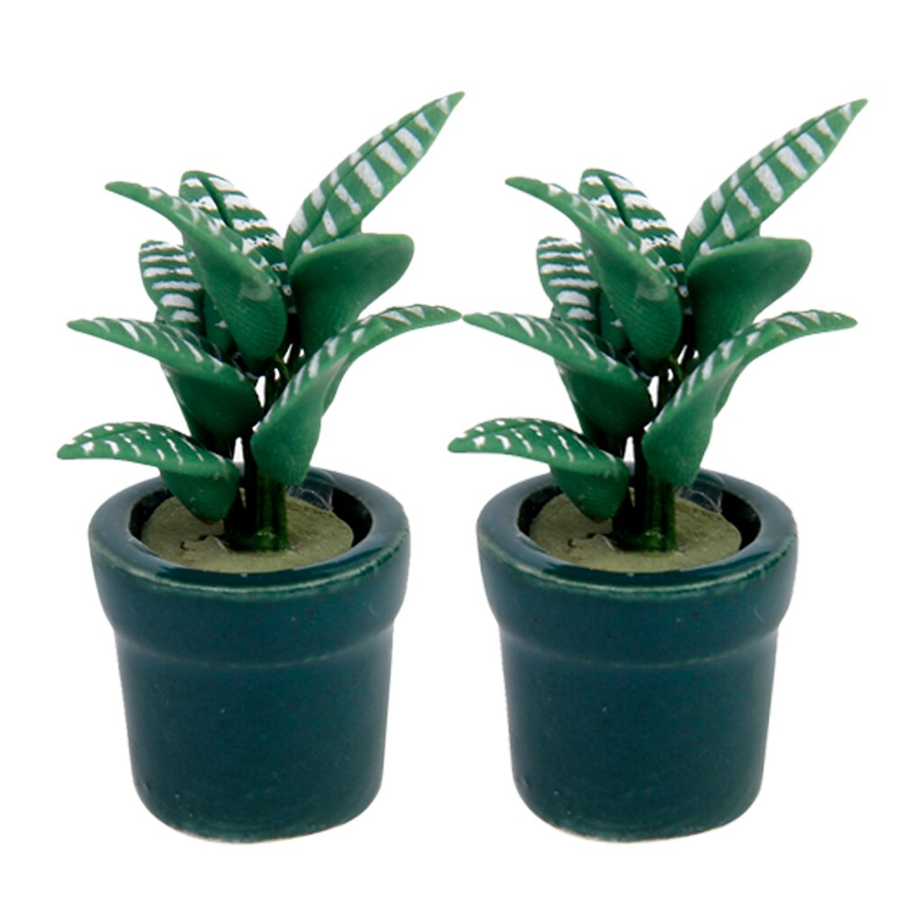 2 Pieces 1:12 Dollhouse Garden Yard Green Plants Set Mini Landscape Toy