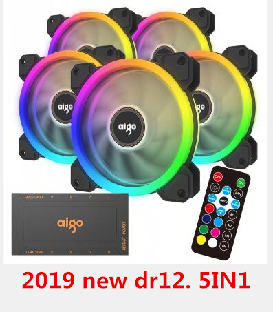 Aigo DR12 Computer PC Case Fan RGB Adjust LED Fan 120mm RGB FAN Quiet Remote Computer Cooler Cooling RGB Case Fans: 5 fanARcontroller