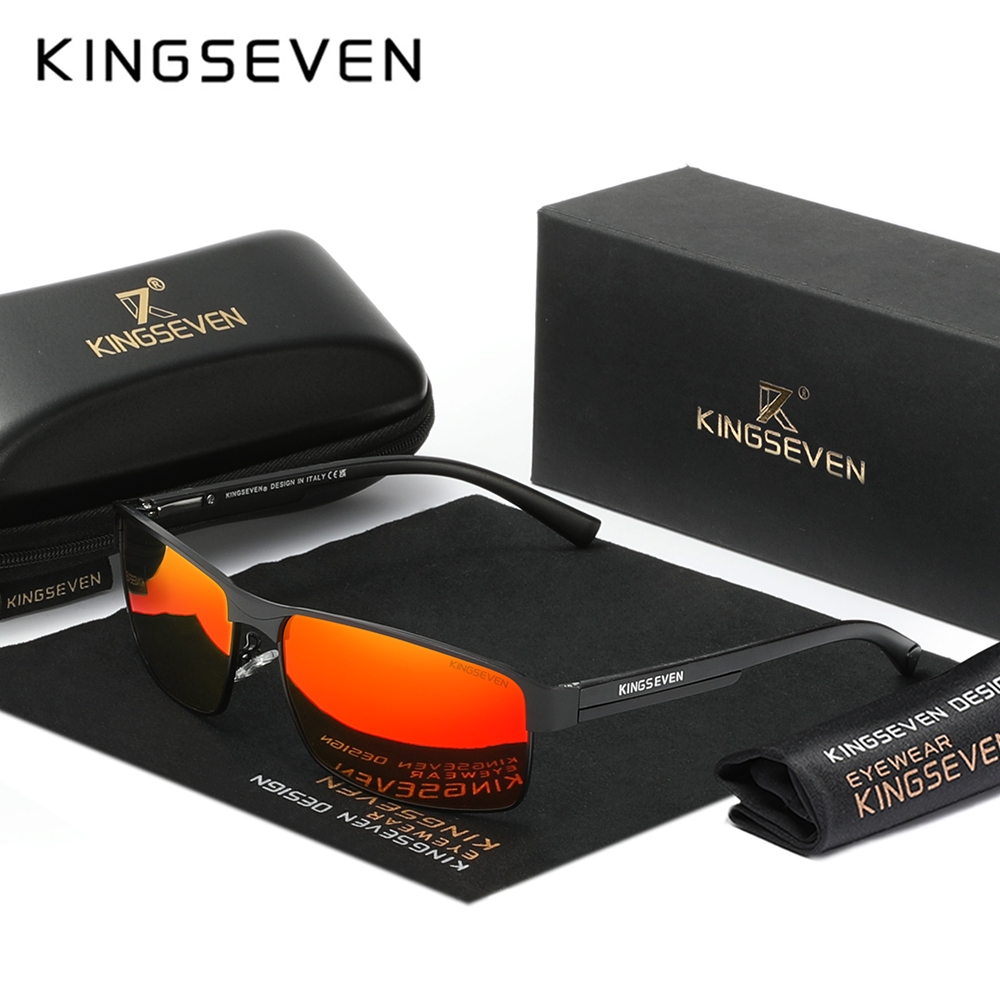 KINGSEVEN Men Polarized Photochromic Sunglasses Women Chameleon Sun Glasses UV400 Anti-glare Driving Square Eyeglasses: Red