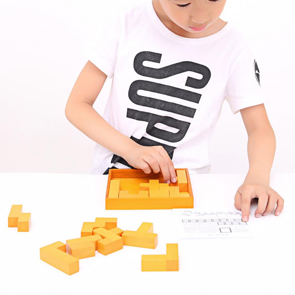 13Pcs Houten Blok Brain Teaser Puzzel Vroege Educatief Speelgoed Kids Pre-School Kleurrijke 3D Puzzel Tangram math Speelgoed