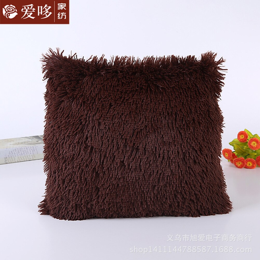 Housse de coussin en peluche solide | Taie d'oreiller en peluche décorative de maison, fourrure de voiture, canapé taille: K