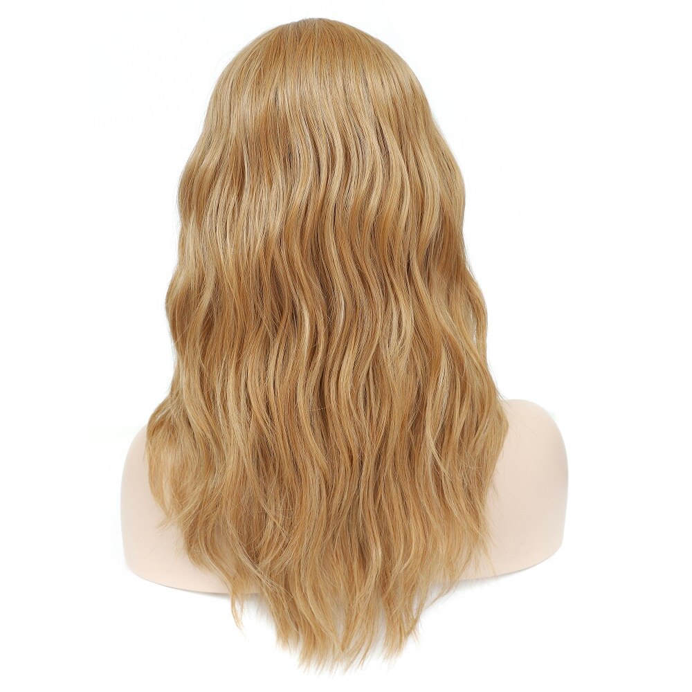 Pelucas de 20 pulgadas sintéticas de oro medio ondulado de X-TRESS con flequillo Peluca de de onda Natural resistente al calor para mujer hecha a máquina