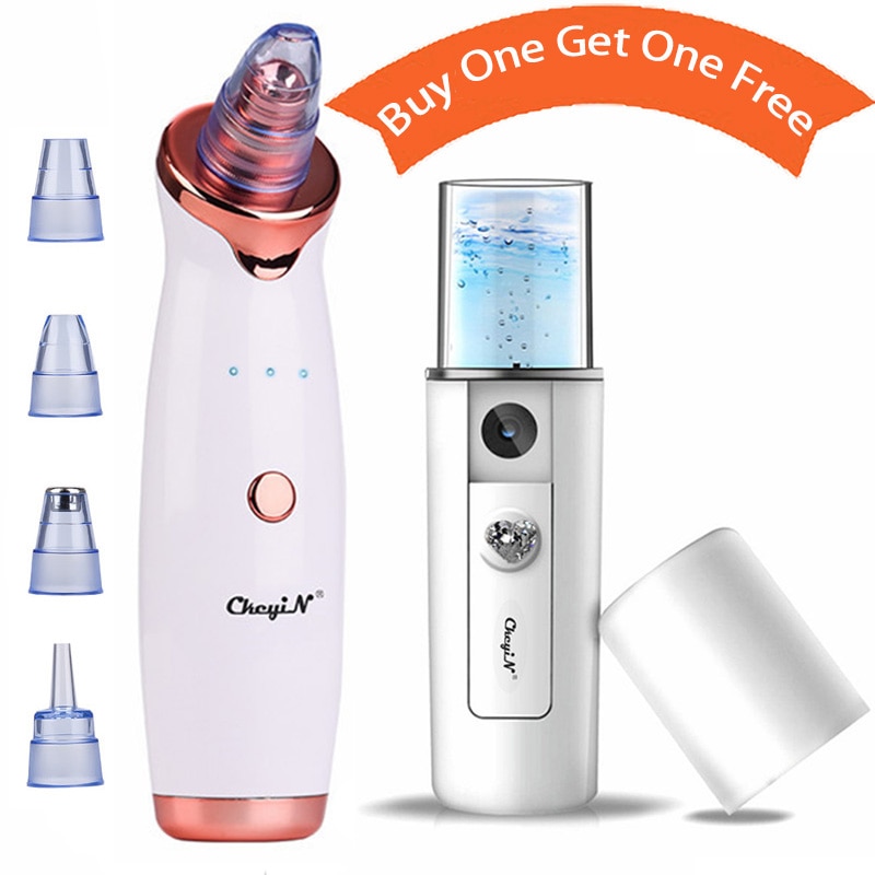 Blackhead Remover Face Pore Vacuum Nano Mist Sprayer Facial Moisturizing Beauty USB Charging Steamer Vacuum Suction Facial Tool