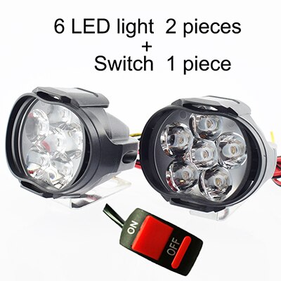 1 pair Motorcycle LED Headlight Scooter auxiliary Spotlight Headlamp 12V 24V 6500K Moto Fog lights Motorbike Spot Head Lamp DRL: Orange