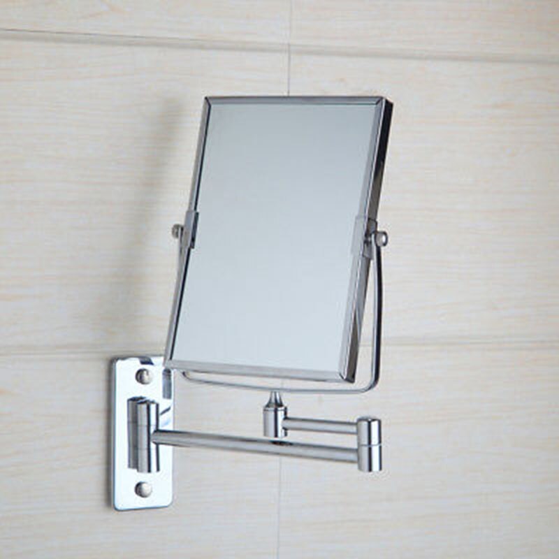 Udtrækkeligt foldbart make -up spejl badeværelse 1x 3x forstørrelse sidet vægmonteret