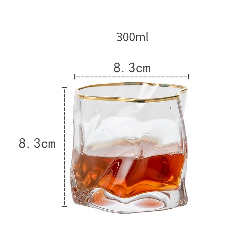 300ml forma Irregular de cristal de roca de arrugas vino cóctel coñac copa de coñac taza XO vaso BARRA DE VIDRIO Rock taza Drinkware: Gold Edge