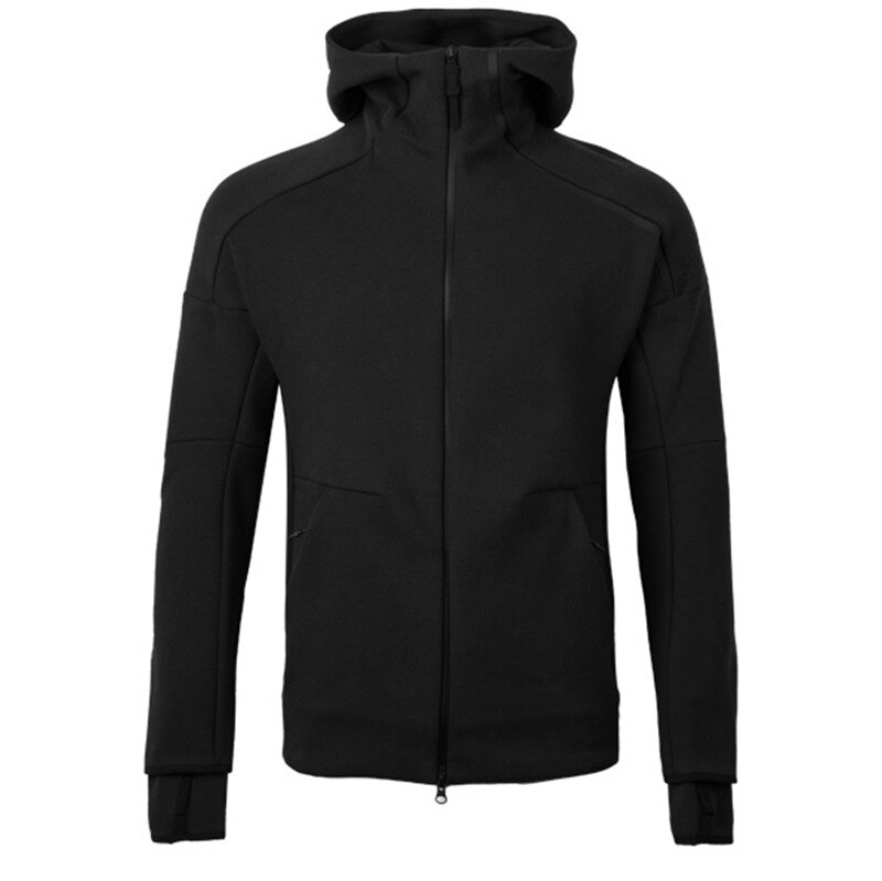 Autumn And Winter Sports Hooded Hoodie Men's Cotton Cardigan Fitness Gym Training Jacket: XXL / Black