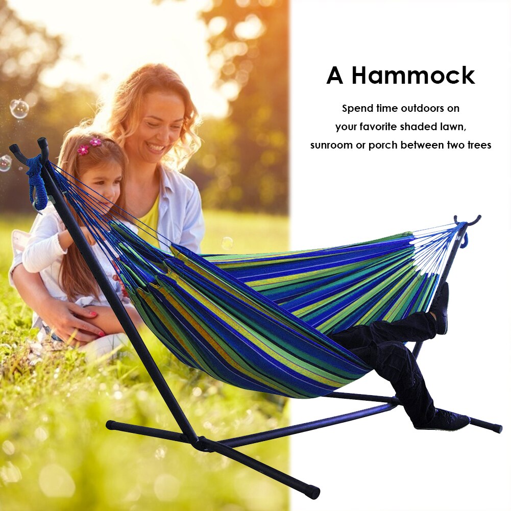 Portable Outdoor Canvas Hammock Multi-functional Practical Camping Sleep Swing Hanging Bed Garden Furniture Without Bracket