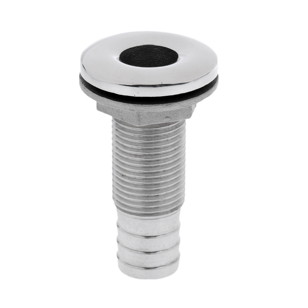 Stainless Steel Boat Thru Hull Fitting Drain Connector for 16mm Hose Barb