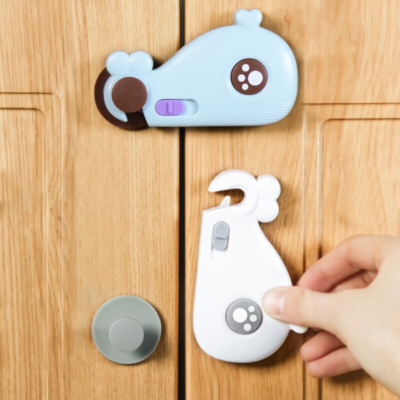 Cerradura de mano antipellizco para bebé ballena, cerrojo de seguridad infantil, Protector para armario, ventana, refrigerador, cajón de puerta