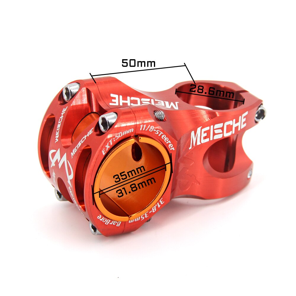 MEISCHE MTB mostek rowerowy 0 stopni 31.8/35mm aluminium macierzystych MTB Góra mostek rowerowy 50mm krótki kierownica macierzystych dla 28.6mm widelec rowerowy: 31.8x50mm czerwony