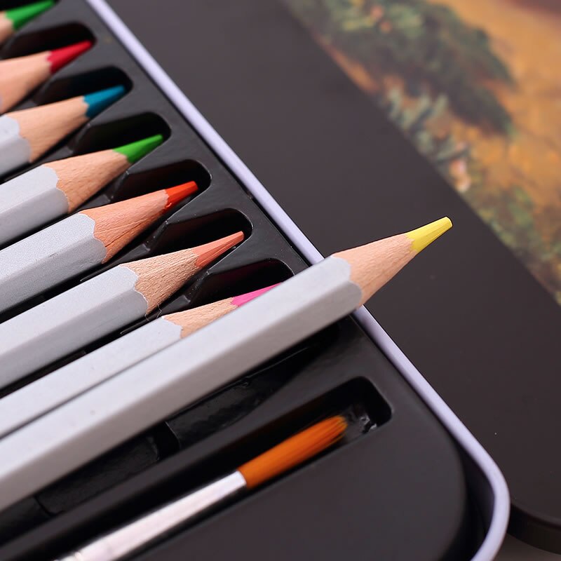 Deli Water Color Pencil Set 24/36/48/72 Colors Soluble Pencil For Drawing Painting Sketch Tin iron/Paper Box Art School Supplies