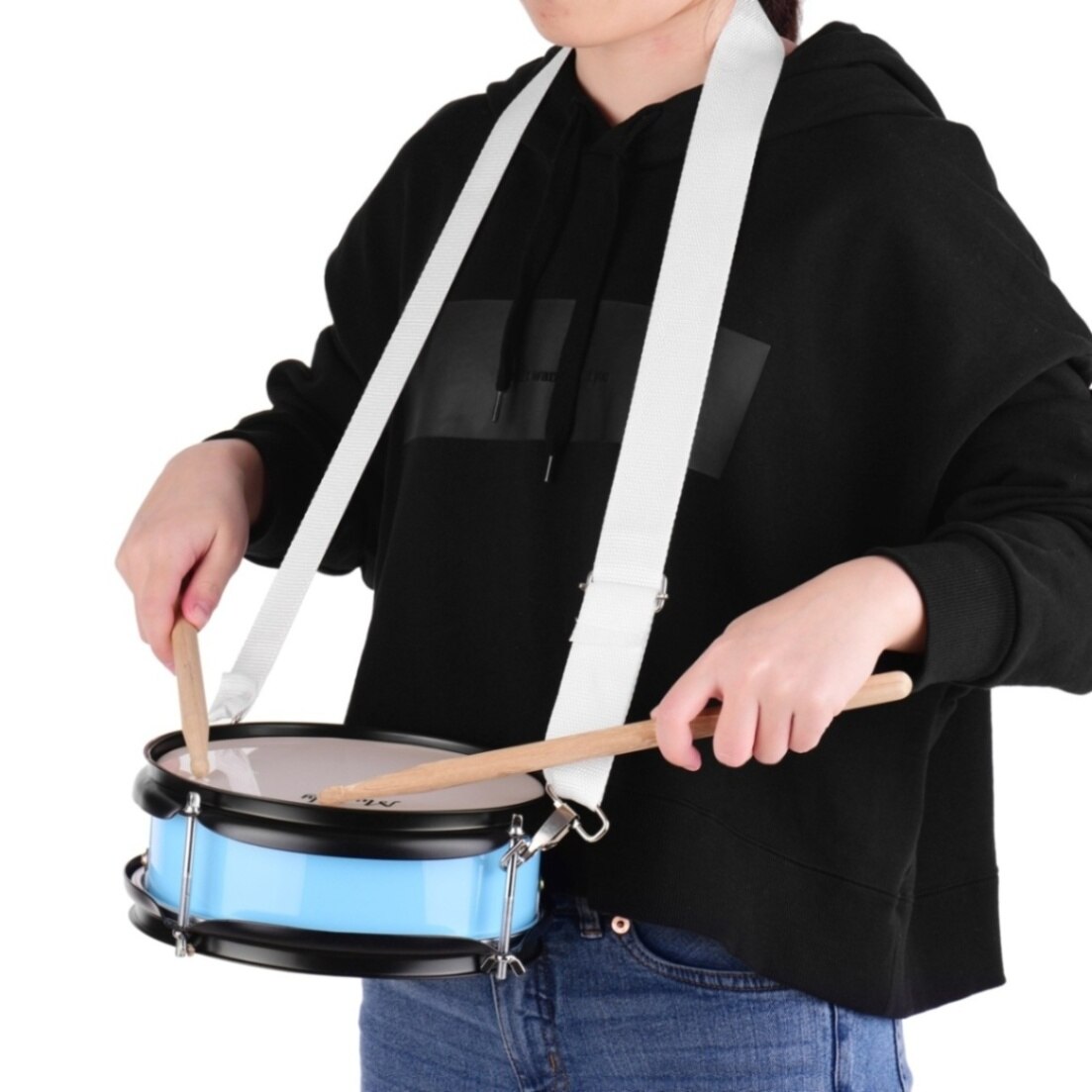 Muslady 12inch Snare Drum Head with Drumsticks Shoulder Strap Drum Key for Student Band percussion instrument: 8inch light blue